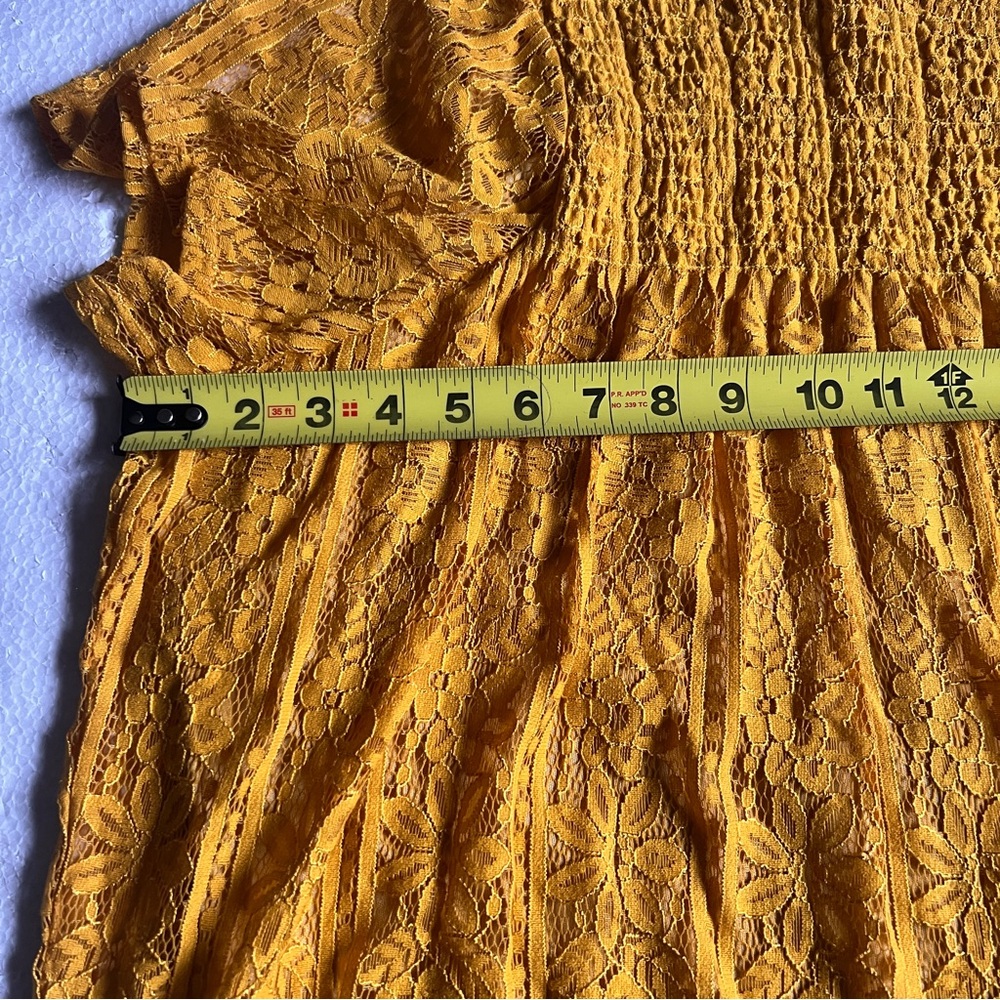 Kate & Mallory Mustard Yellow Lace Blouse with Ruffles-Size 2X - Picture 4 of 16